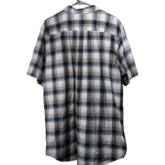 Quiksilver Black Gray Teal Plaid Short Sleeve Button Front Shirt Mens Sz XXL - Picture 2 of 10